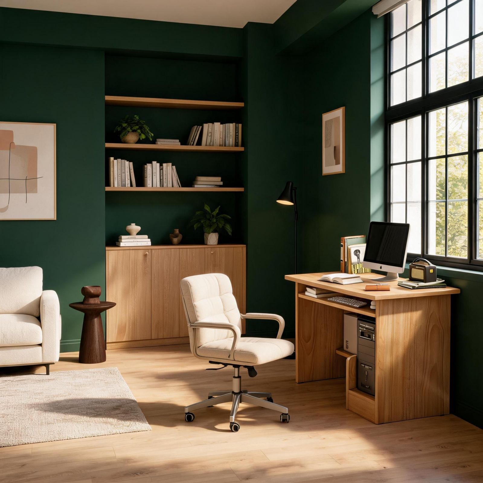 Computer Desk with CPU Shelf, 24-Inch Desktop, Natural Finish ...