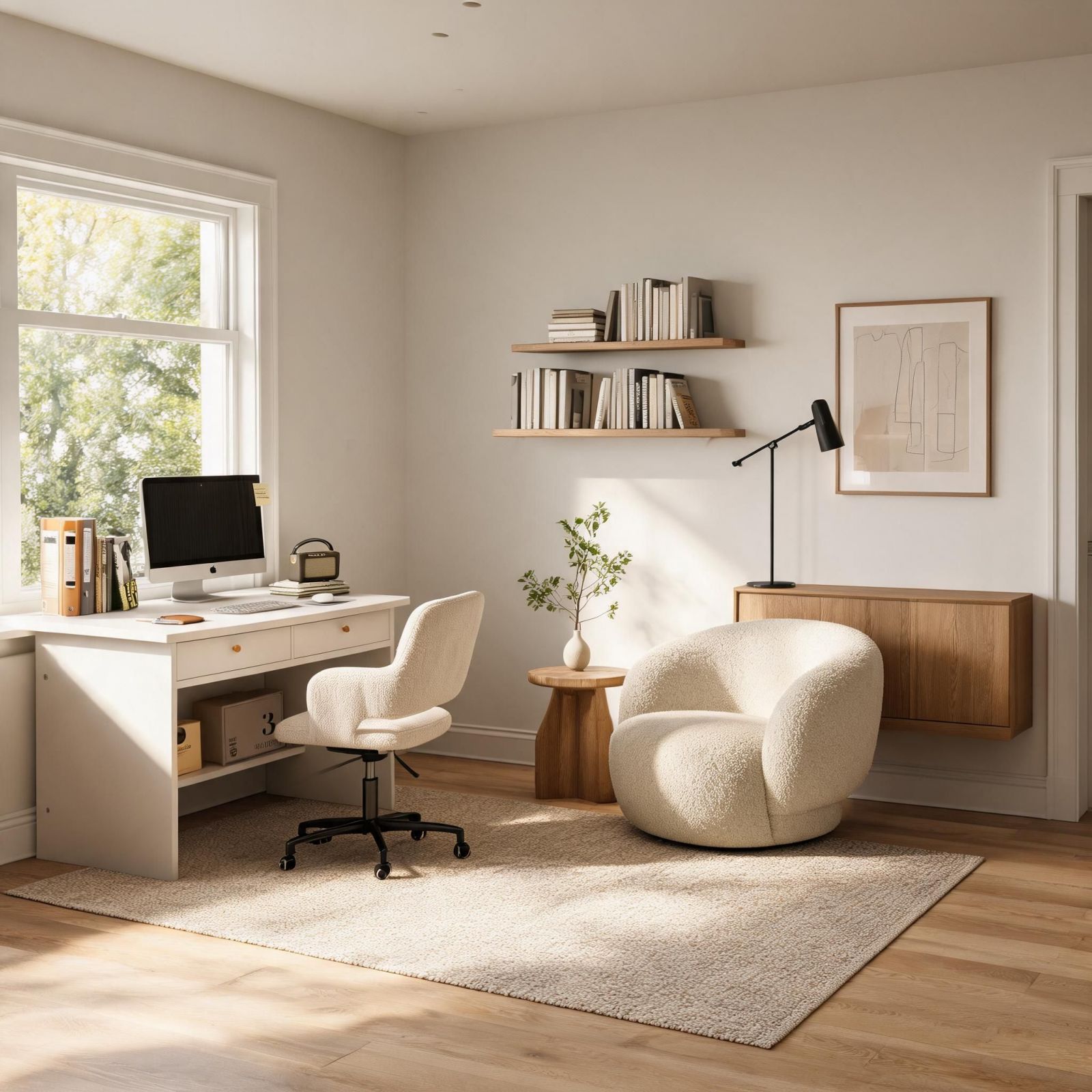 Computer Desk with CPU Shelf, 24-Inch Desktop, Natural Finish ...