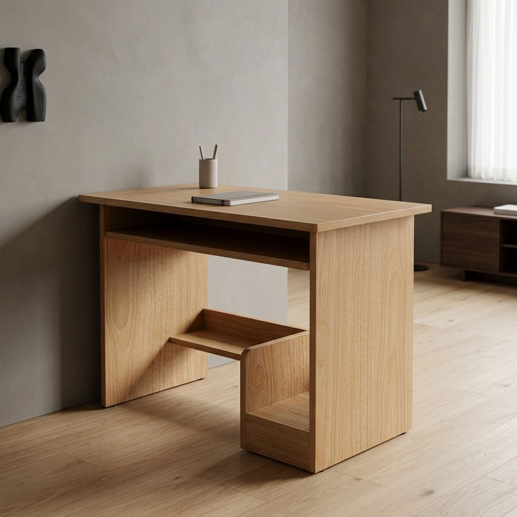 Computer Desk with CPU Shelf, 24-Inch Desktop, Natural Finish ...